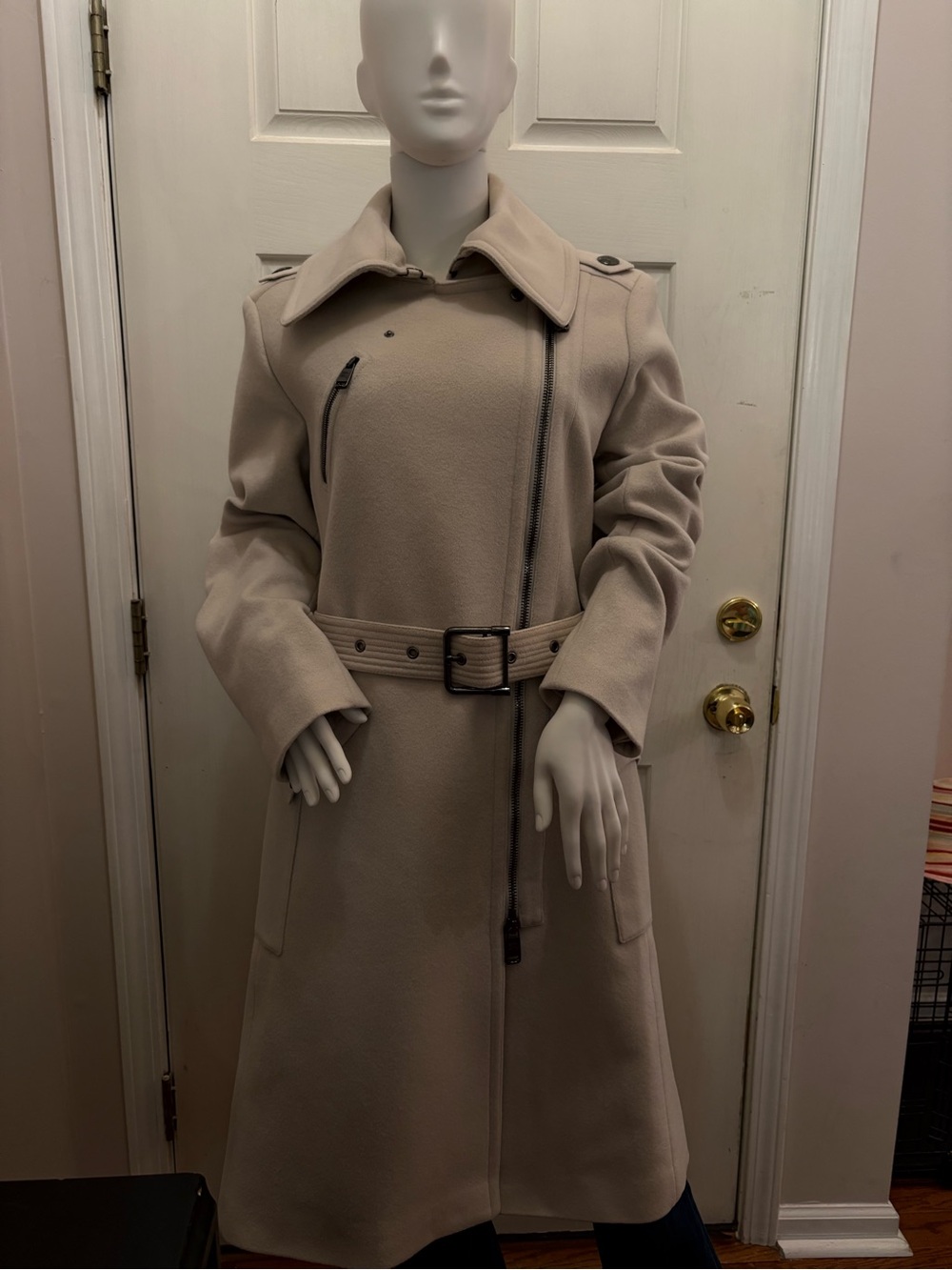 Burberry Women's Beige Belted Wool and Cashmere Blend Trench Coat